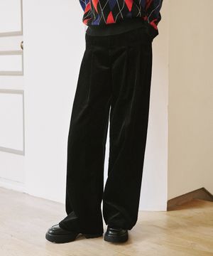 코듀로이 투턱 와이드 팬츠 [블랙]