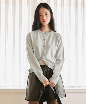 울 크루넥 가디건 [라이트그레이]