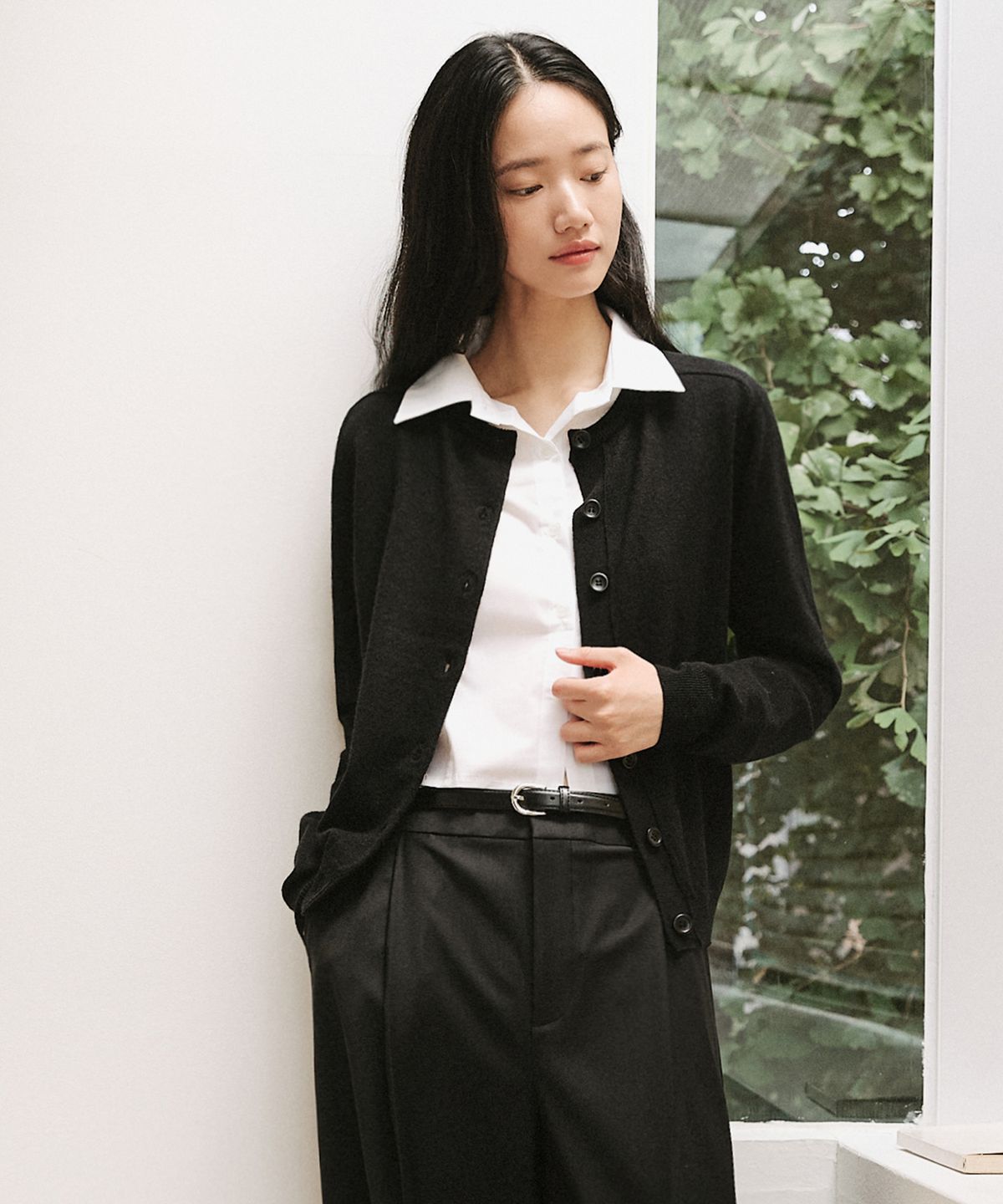 레프트서울(LEFTSEOUL) 울 크루넥 가디건 [블랙]