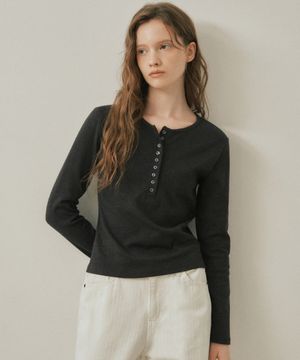 허그 무드 헨리넥 롱슬리브_CHARCOAL(W25-TP42)