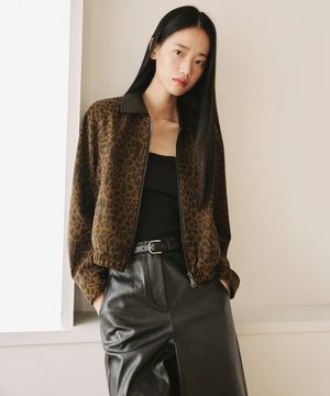 레오파드 신세틱 레더 블루종 [브라운]