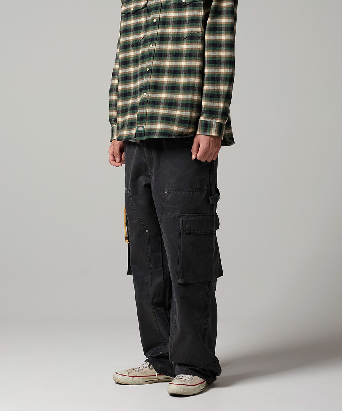 디키즈(DICKIES) 캔버스 더블니 카고 팬츠 Black
