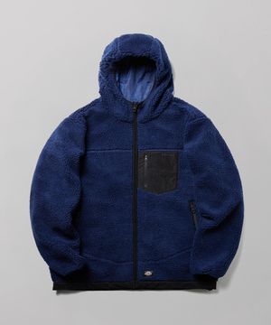 플리스 포켓 집업 후디 Navy