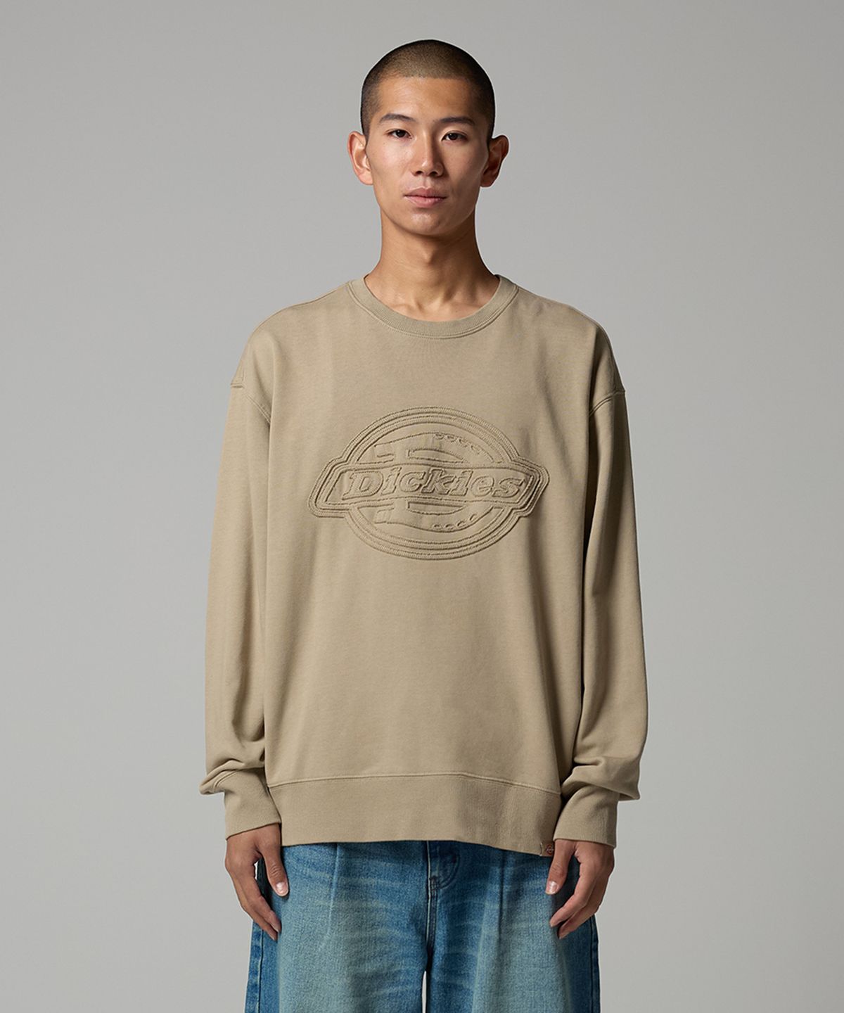 디키즈(DICKIES) 프렌치테리 EMB 로고 스웨트셔츠 Dessert Sand