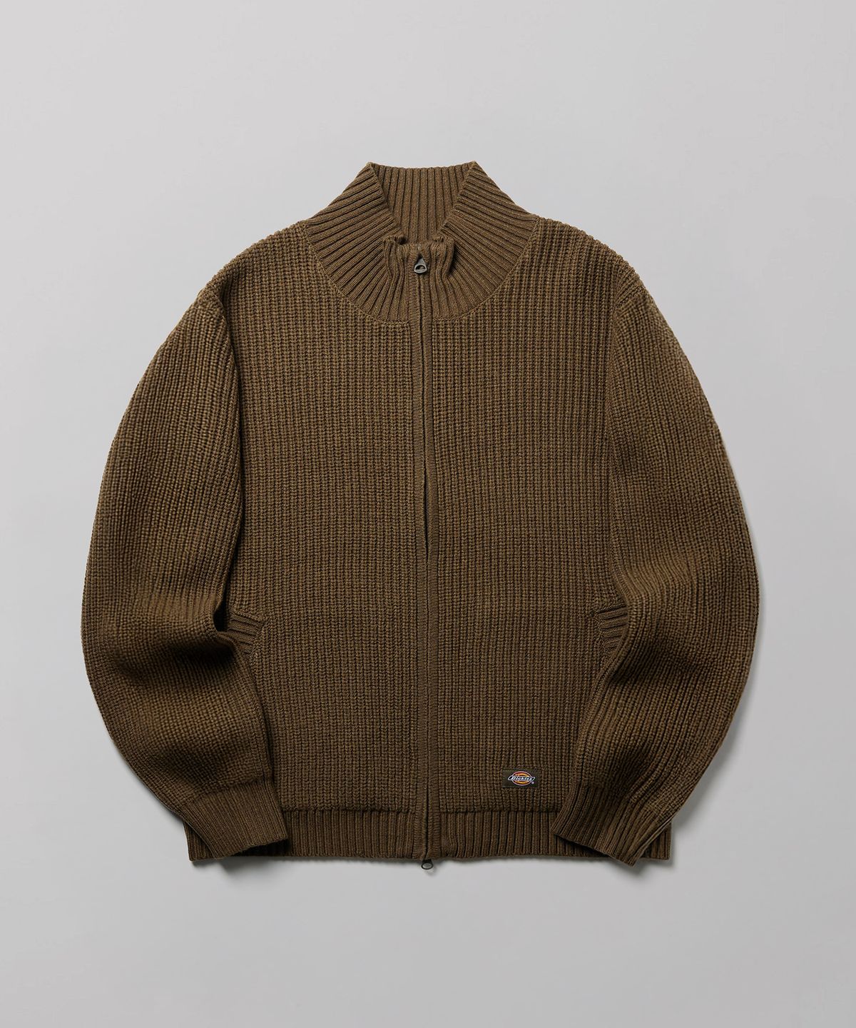 디키즈(DICKIES) 백 로고 풀집업 니트 Olive