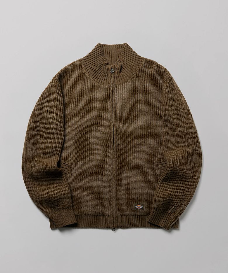 백 로고 풀집업 니트 Olive