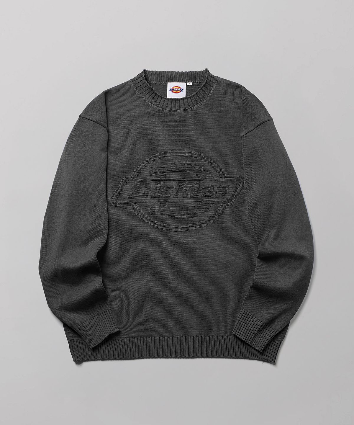 디키즈(DICKIES) 워시드 엠보스드 로고 니트 Charcoal