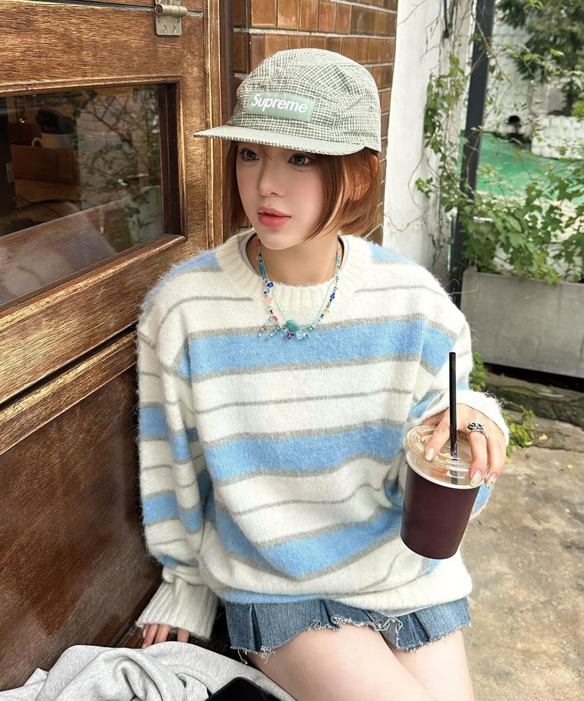 아이돈워너셀(IDWS) Vector Stripe Mohair Knit Ivory