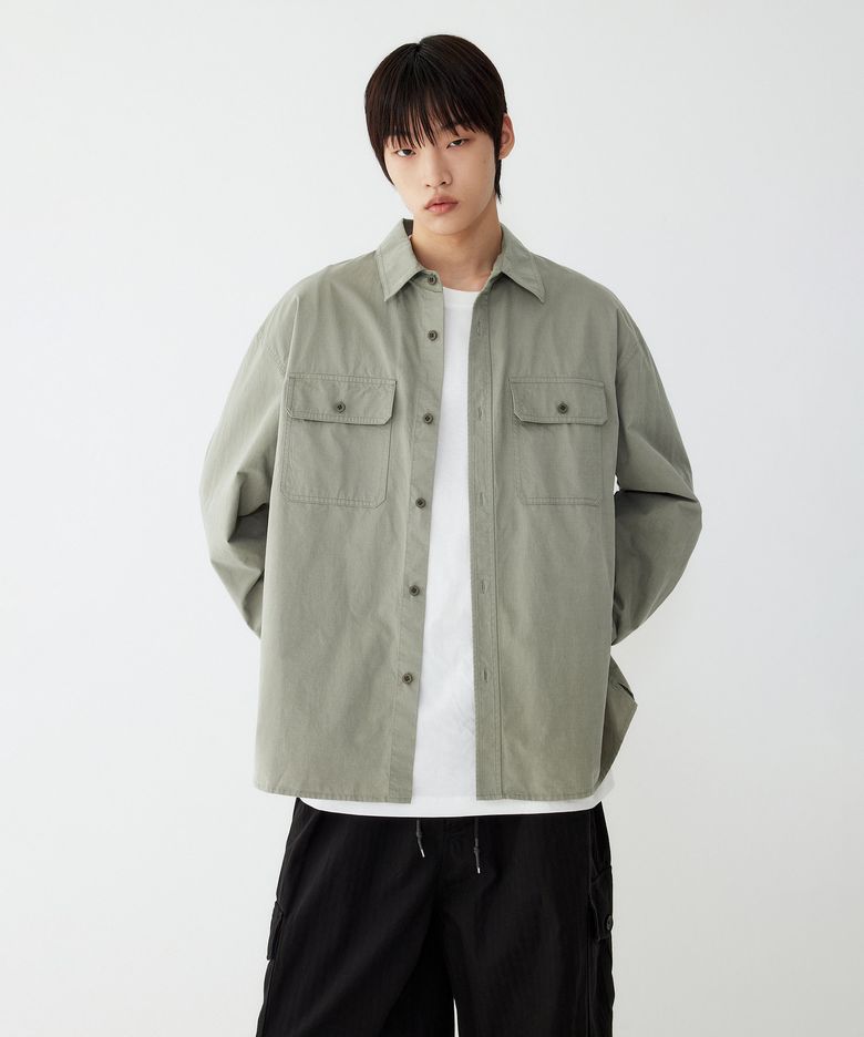 [MEN] 투포켓 셔켓_라이트 카키 9155321201