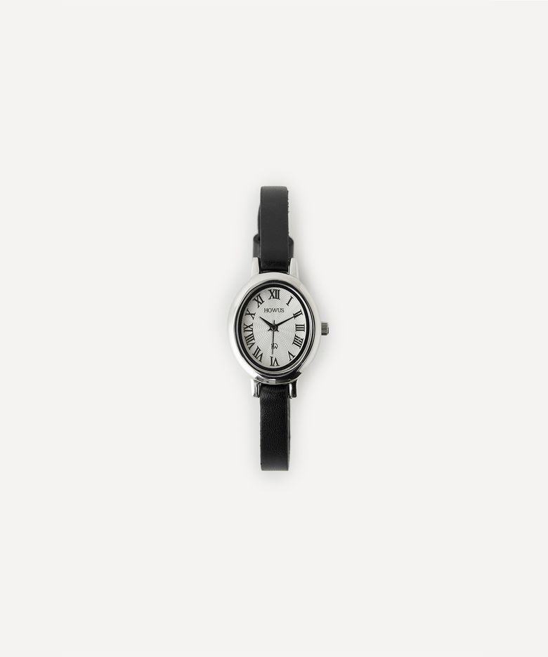 CLASSIC ELLIPSE LEATHER WATCH (SILVER)