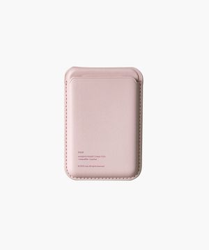 라벨 라이트핑크 가죽 카드 지갑 스탠드 [맥세이프]
