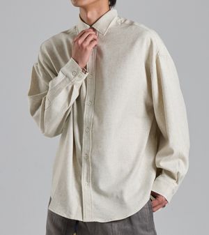 린넨 블렌드 오버사이즈 셔츠 (라이트 베이지)