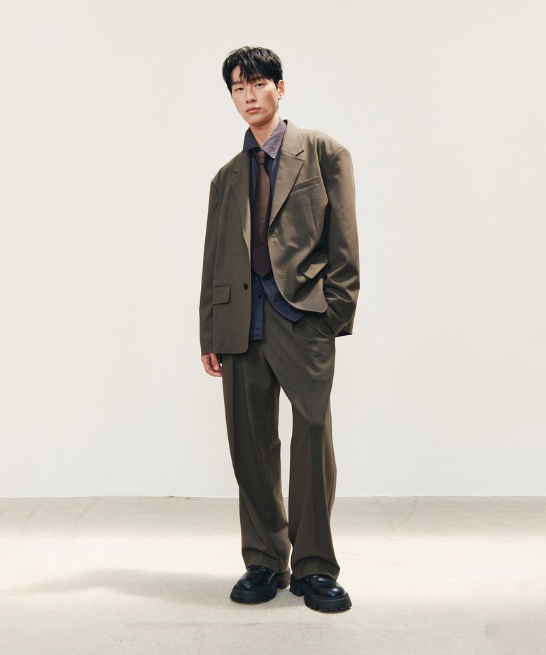 [MEN] 투턱 슬랙스 팬츠_카키 9155331554