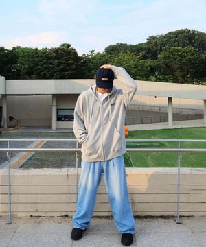 Whph Overfit Zip Hoodie  Light Grey