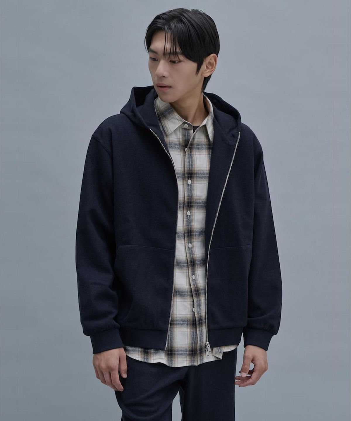 시프트지(SHIFT.G) Soft Jersey Hood Jumper  Navy