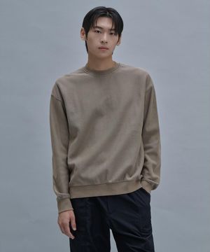 Washed Color Sweatshirts  Khaki