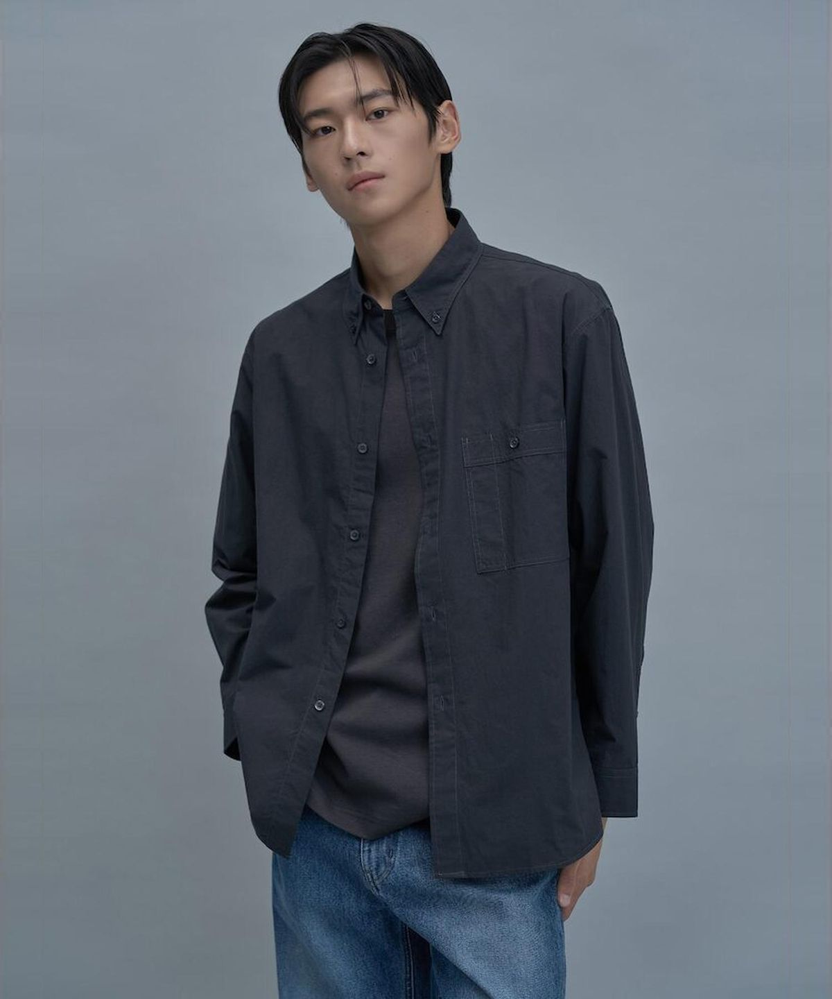 시프트지(SHIFT.G) Relax Fit Solid Shirts  Ash