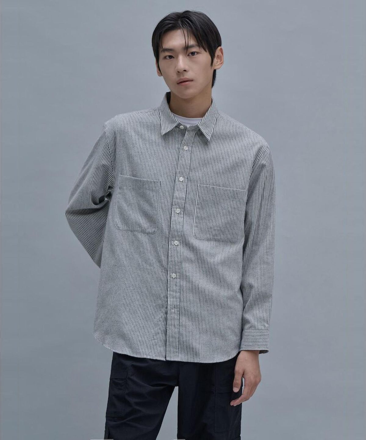 시프트지(SHIFT.G) Brushed Cotton Stripe Shirts  Ivory