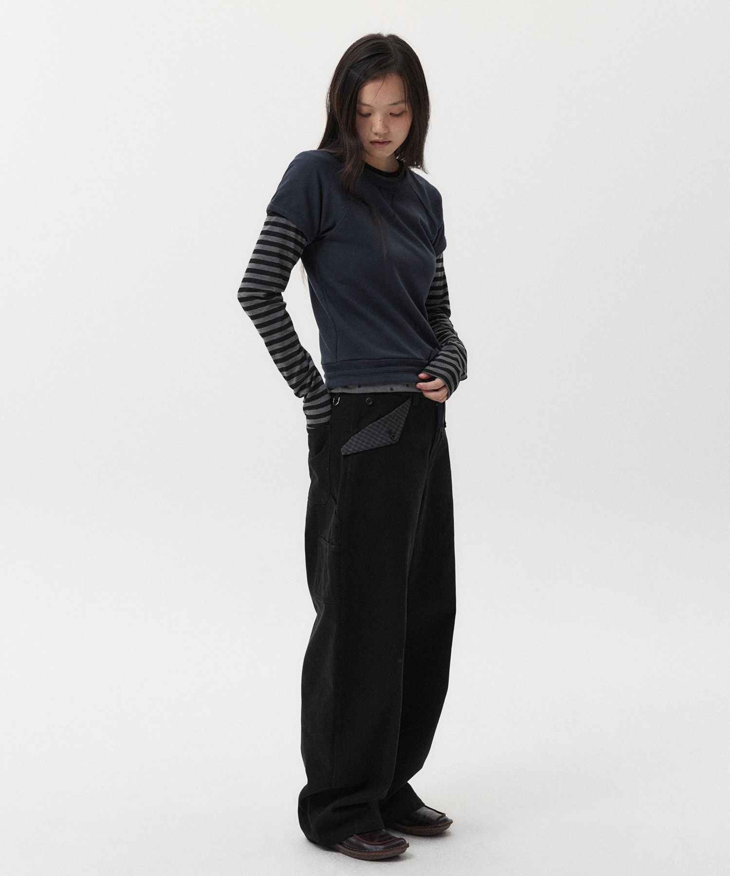 MUSINSA | OHESHIO CHECK POCKET CARPENTER PANTS, BLACK