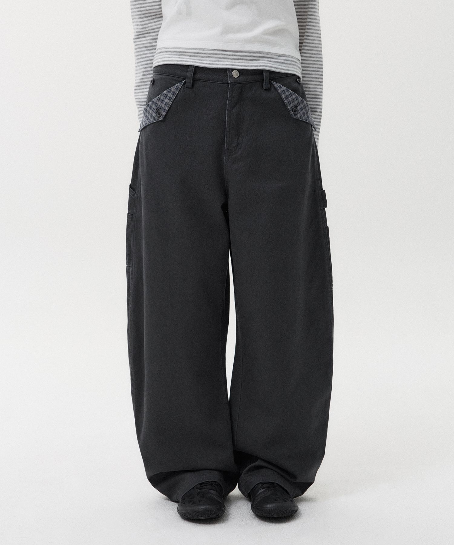 韓国 OHESHIO CHECK POCKET CARPENTER PANTS MUSINSA | OHESHIO CHECK POCKET CARPENTER PANTS, CHARCOAL