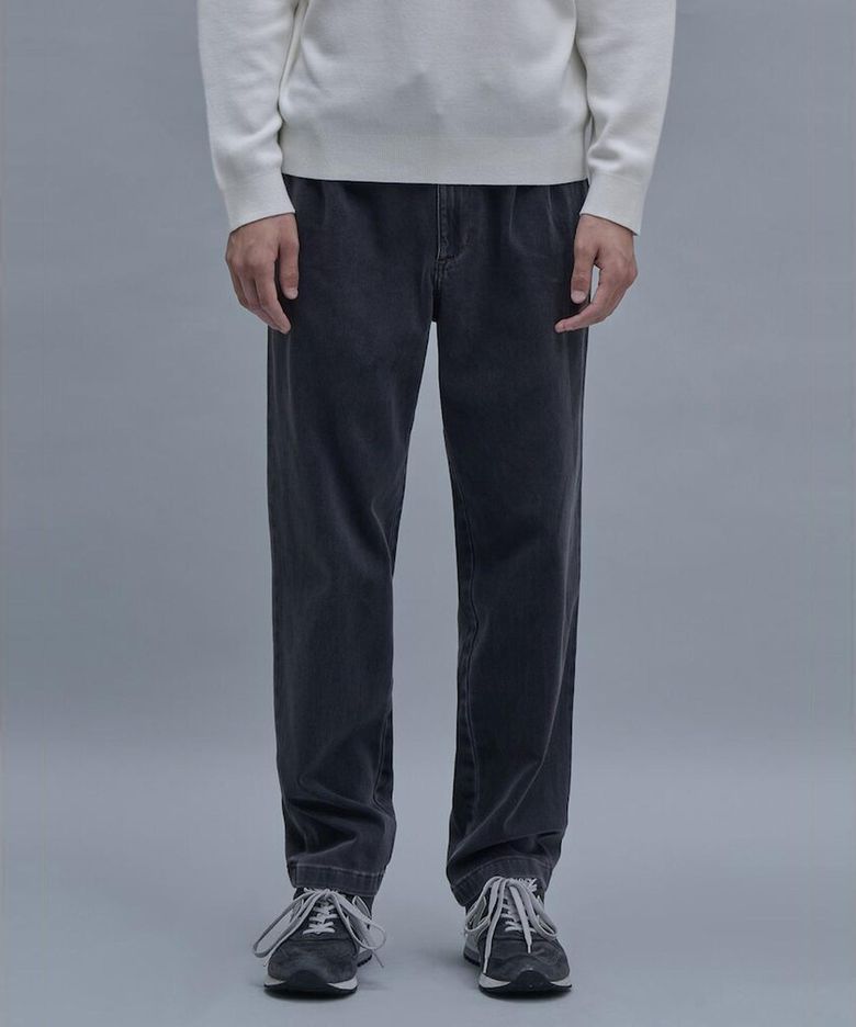Officer Pleats Denim Pants  Grey
