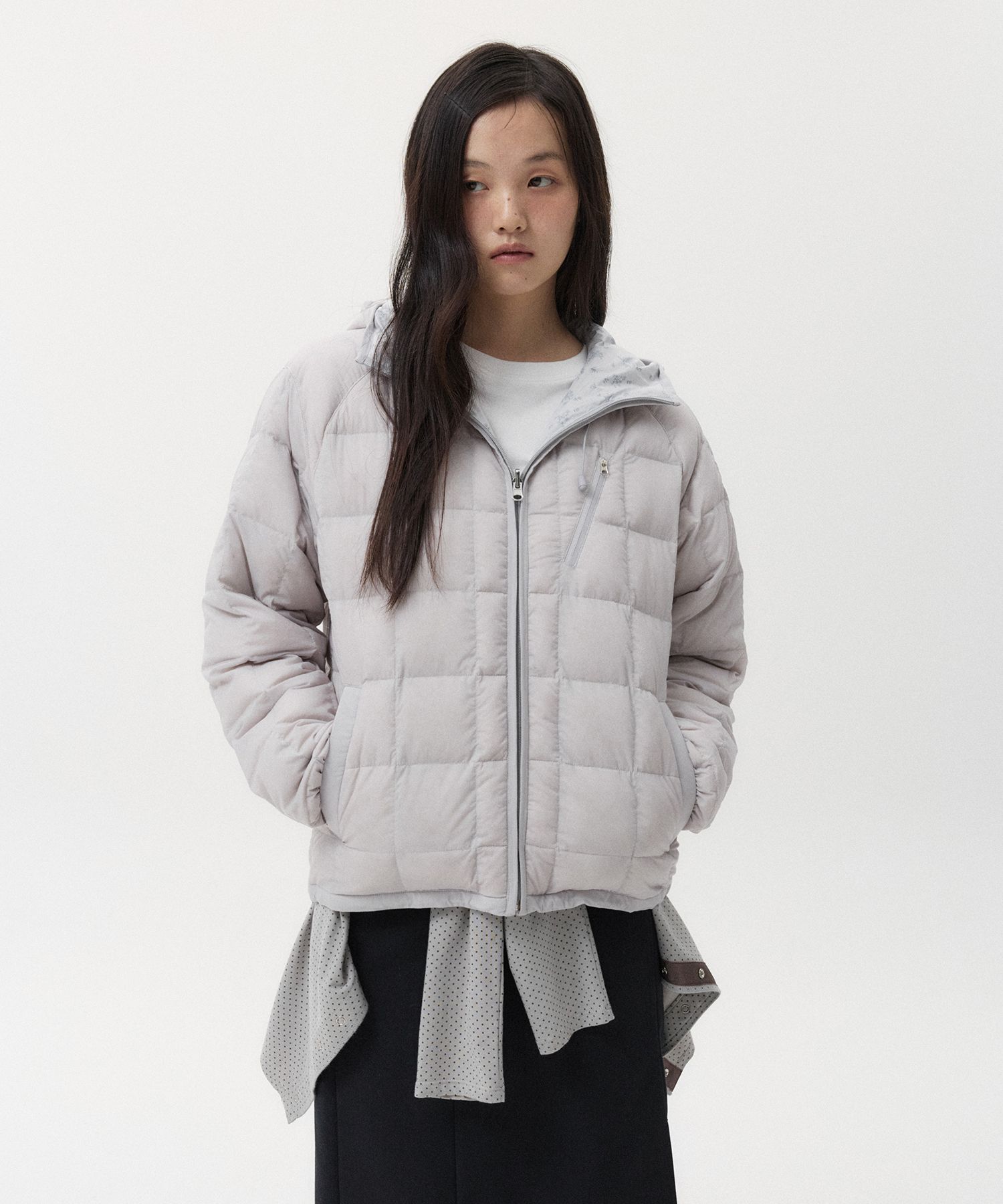 오헤시오(OHESHIO) REVERSIBLE PADDED DUCK DOWN, LIGHT GRAY - 사이즈