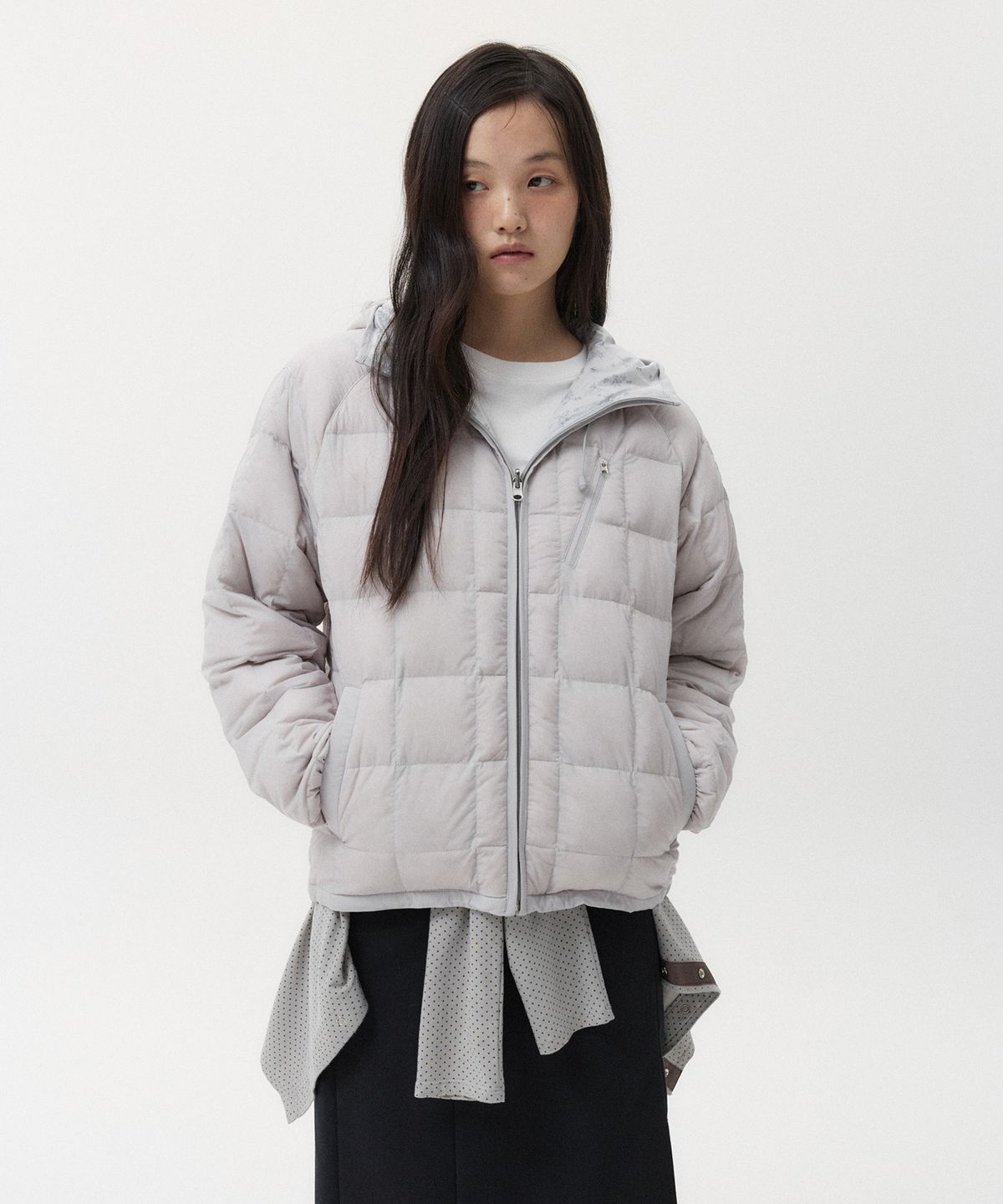 오헤시오(OHESHIO) REVERSIBLE PADDED DUCK DOWN, LIGHT GRAY