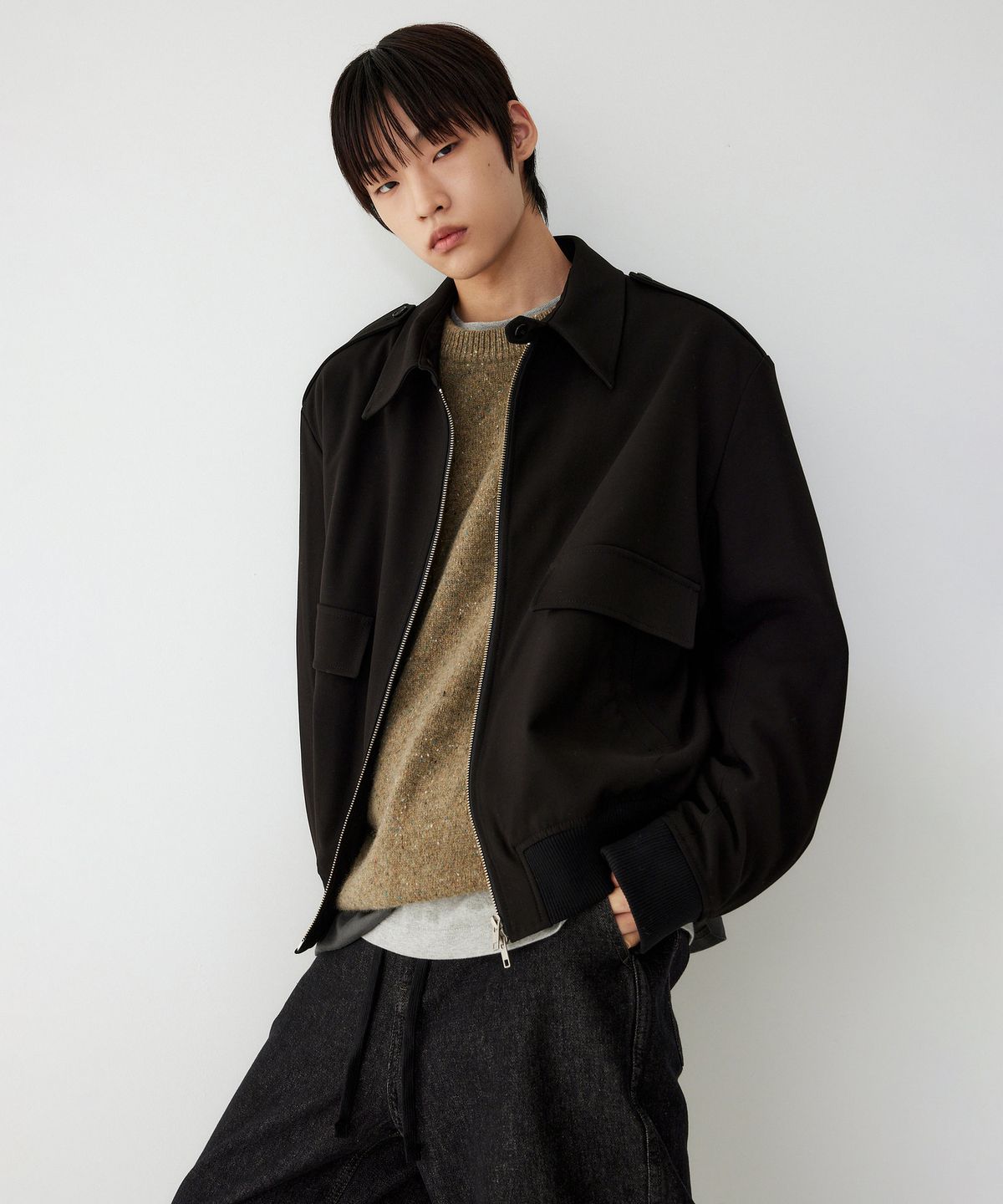 스튜디오 톰보이(STUDIO TOMBOY) [MEN] 견장 집업 점퍼_블랙 9155313201