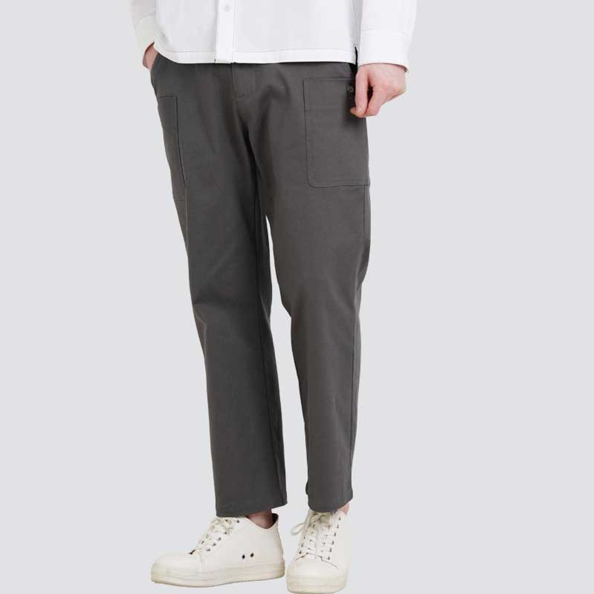 커스텀어스(CUSTOMUS) 남자 아웃포켓 스트레이트핏 면스판 허리 E-BAND 팬츠 CXS25FWPT916 GRY