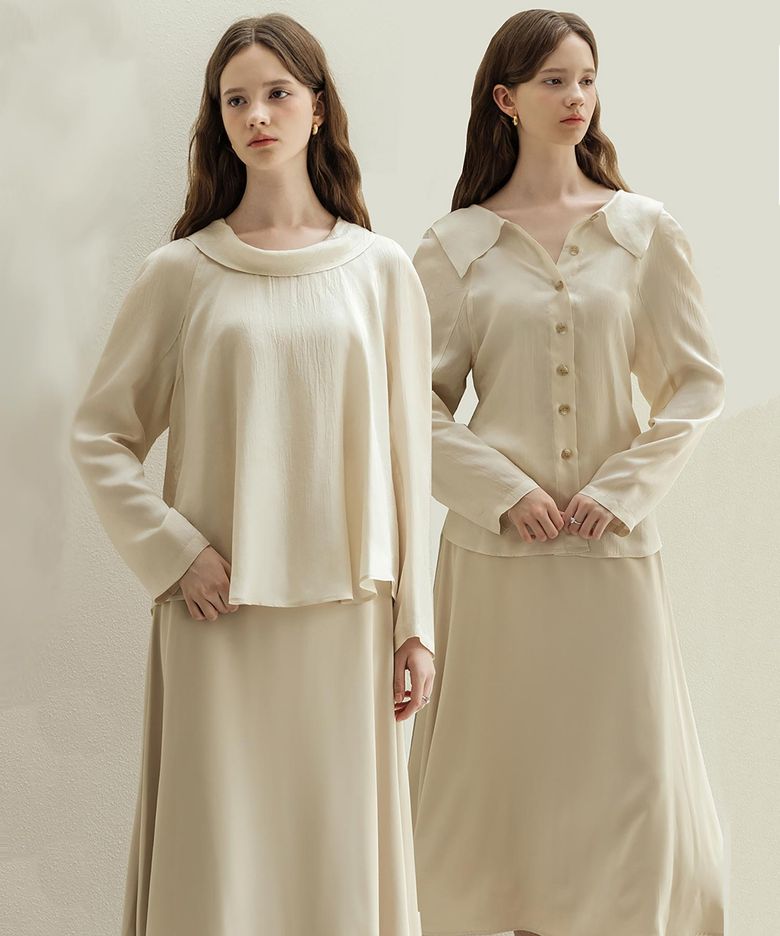 Haze Cowl Light Beige Blouse