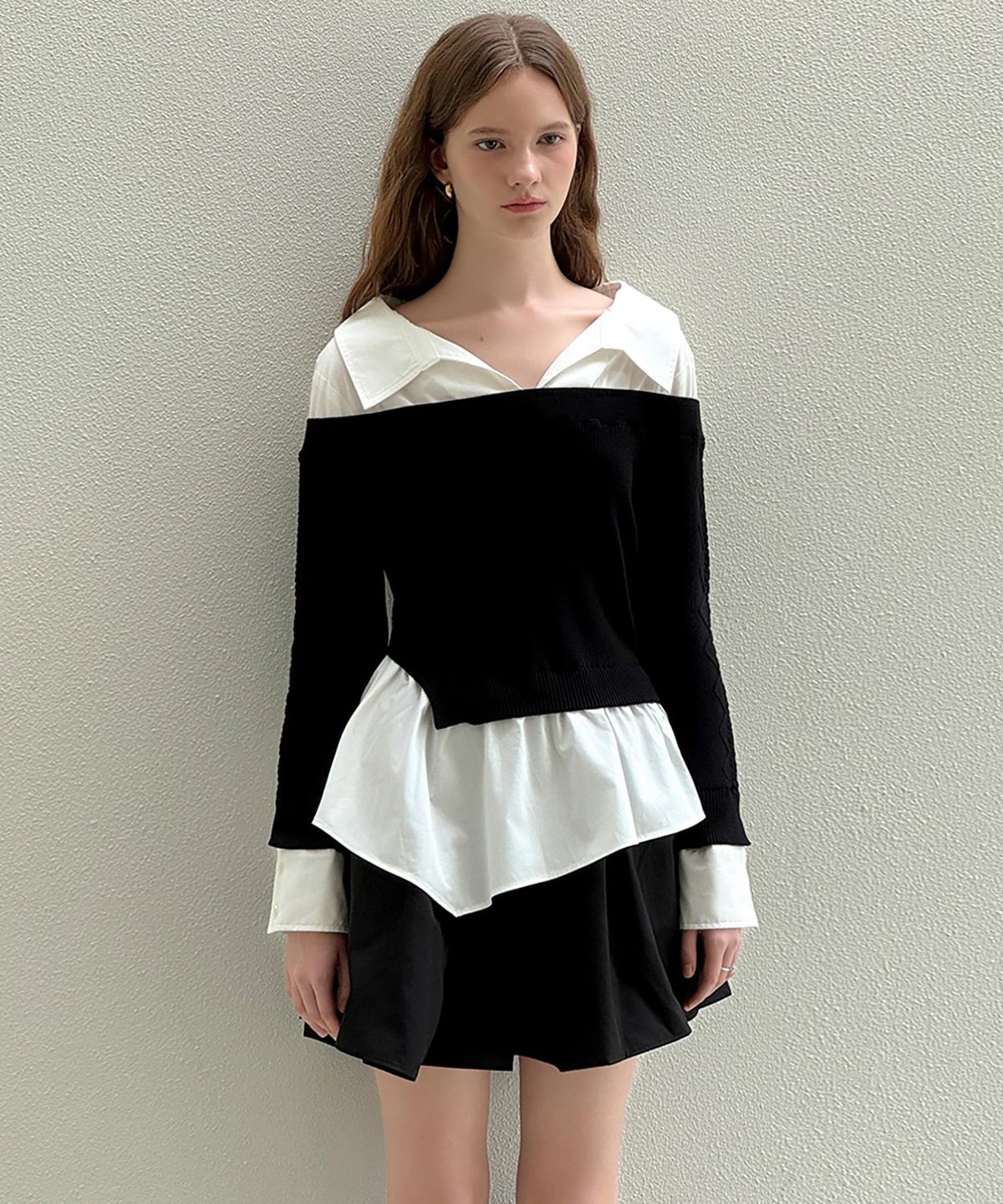 로트르드민(LAUTREDE MIN) Layered shirts knit