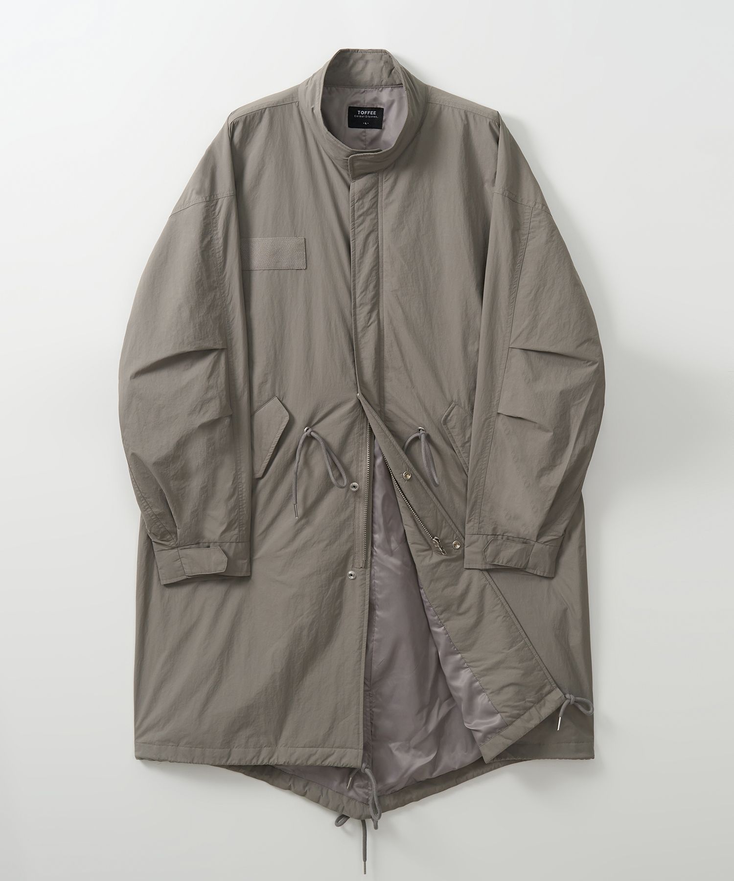 MUSINSA | TOFFEE Utility Fishtail Long Parka (WARM GREY)