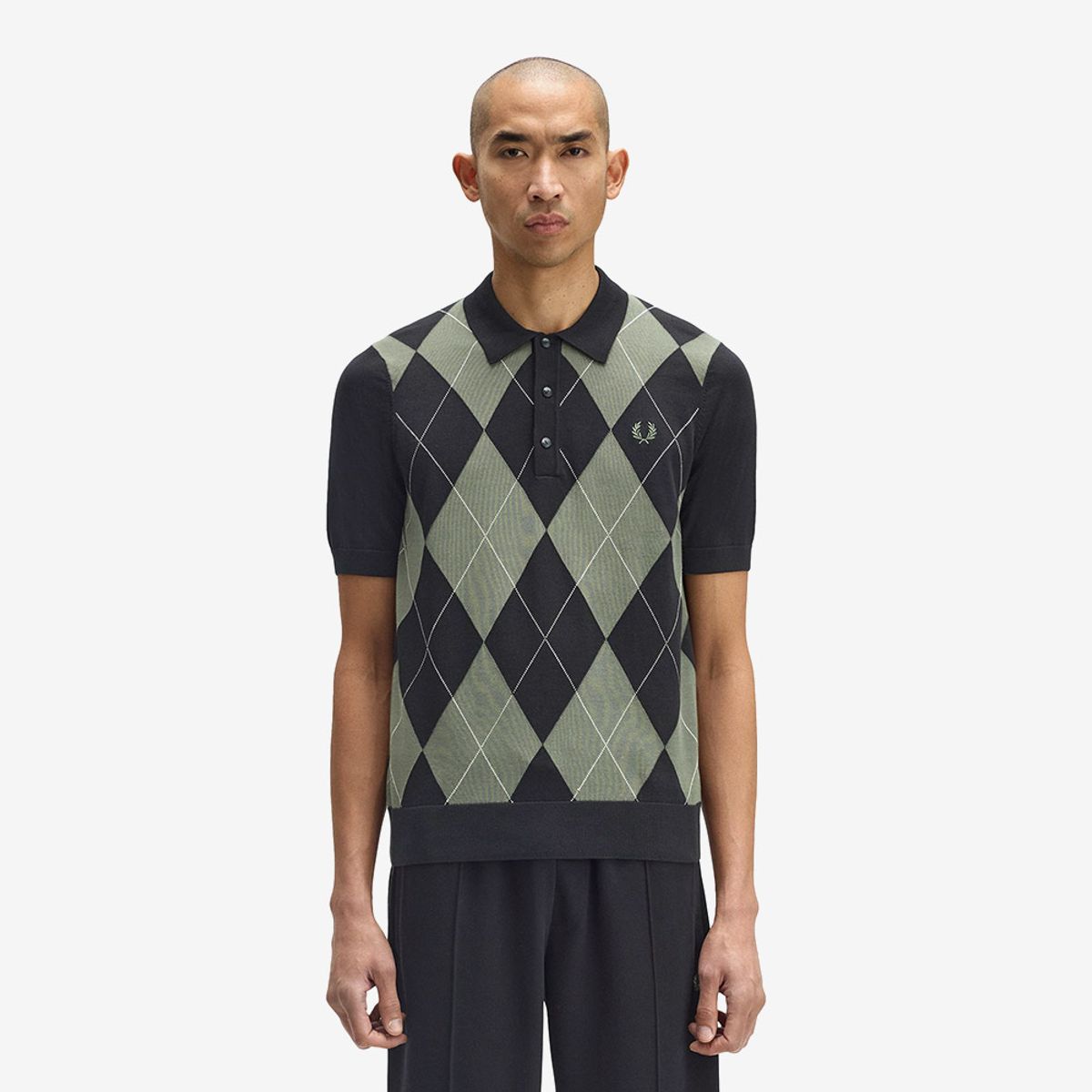 프레드페리(FRED PERRY) [Sharp] 아가일 니트 셔츠 - 블랙 AFPM2531317-102