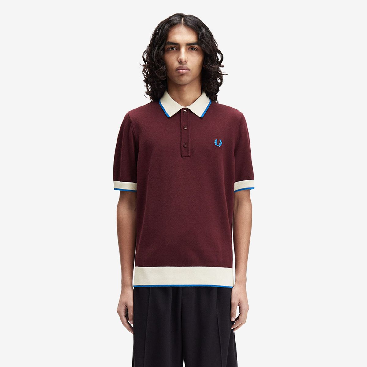 프레드페리(FRED PERRY) [Sharp] 컨트라스트 팁 니트 셔츠 - 옥스블러드 AFPM253K315-597