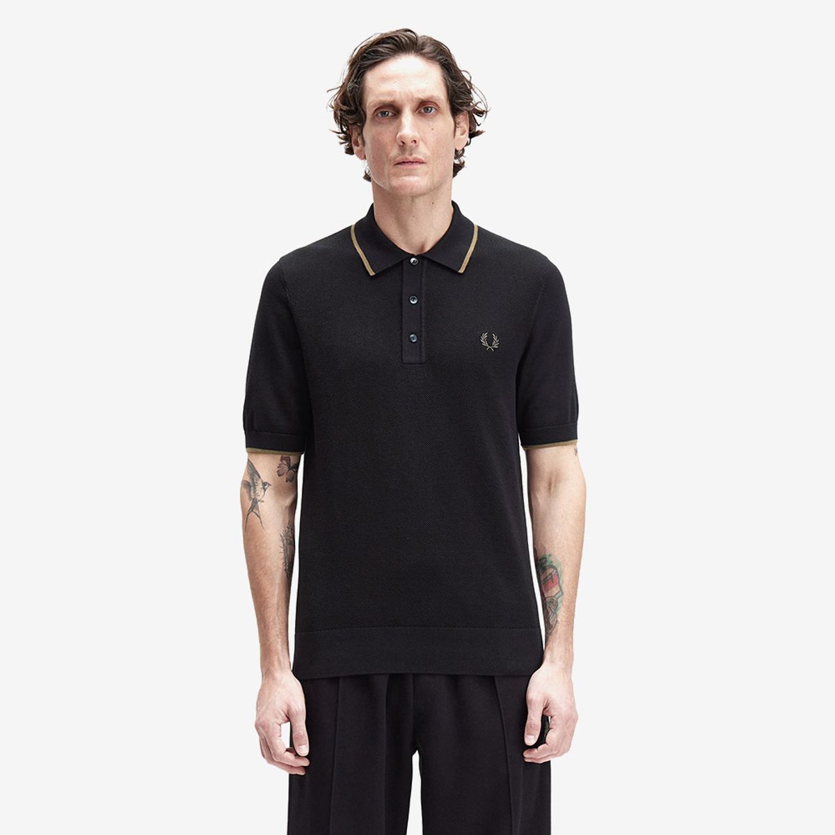 프레드페리(FRED PERRY) [Sharp] 피케 스티치 니트 셔츠 - 블랙 AFPM2531307-102