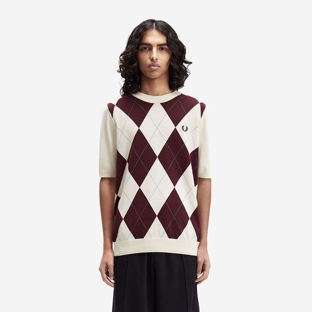 프레드페리(FRED PERRY) [Sharp] 아가일 니트 티셔츠 - 에크루 AFPM2531319-560
