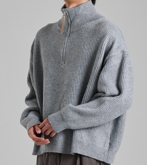 루즈핏 하프집업 하이넥 니트 (그레이)