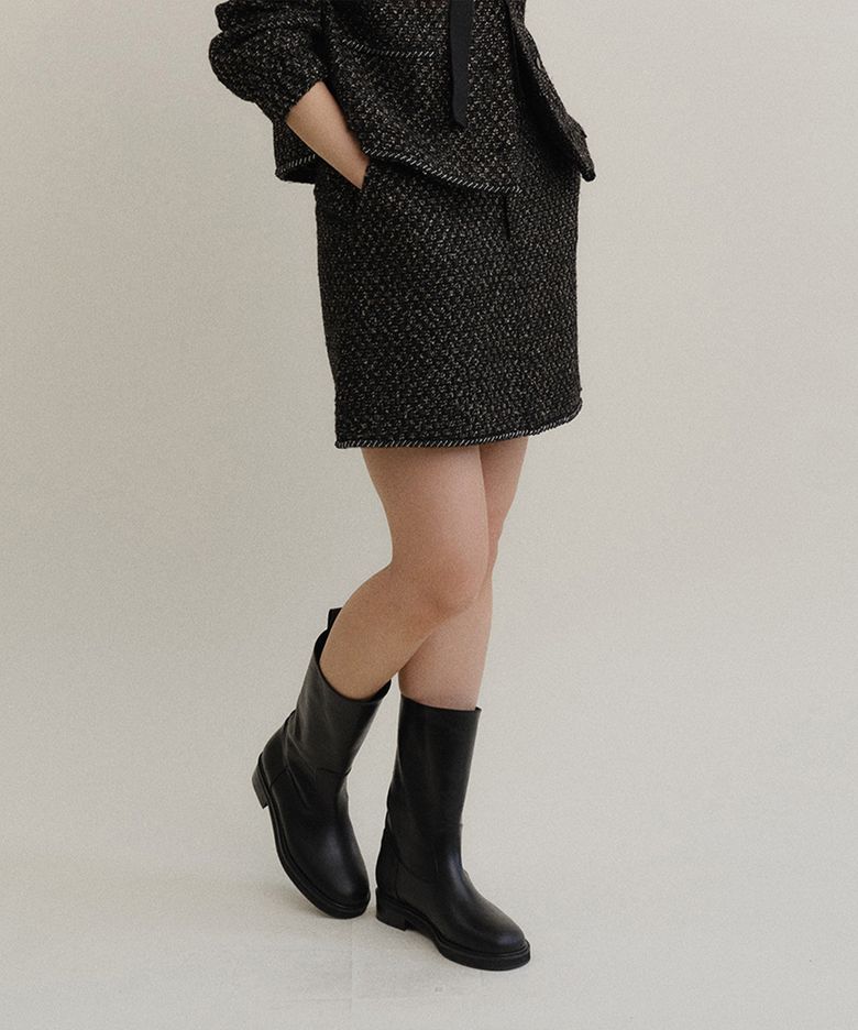 TWEED BEADED SKIRT (BLACK)