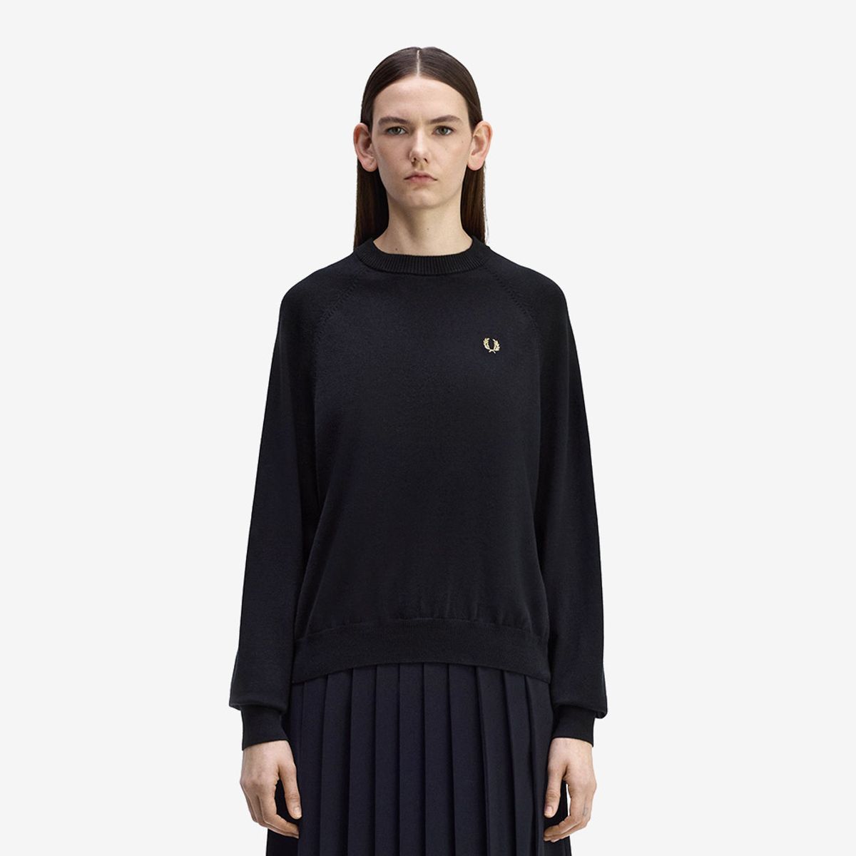 프레드페리(FRED PERRY) [Womens] 크루넥 니트 - 블랙 AFPF2531117-102