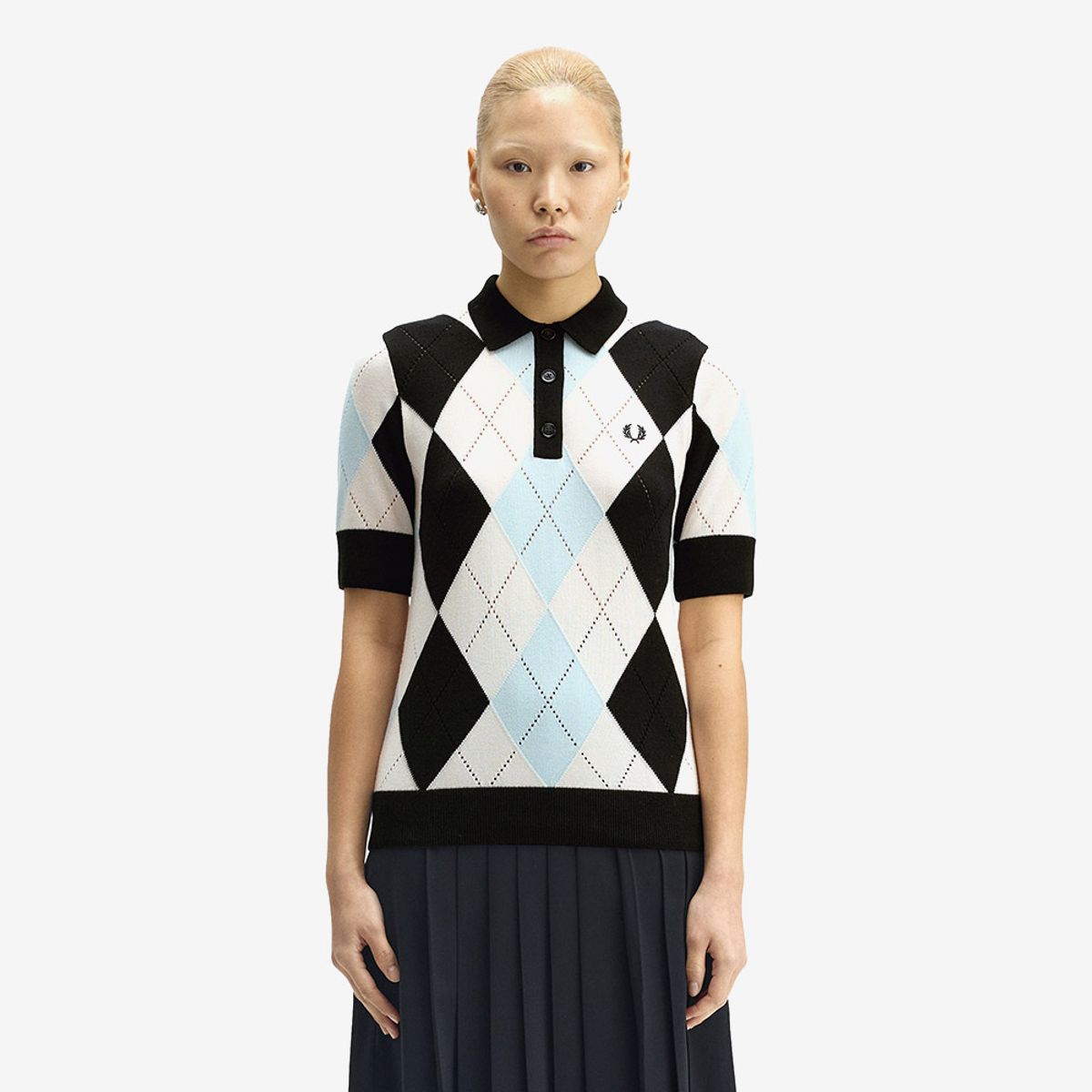 프레드페리(FRED PERRY) [Womens] 아가일 포인텔 니트 셔츠 - 실키피치 AFPF2531116-R33