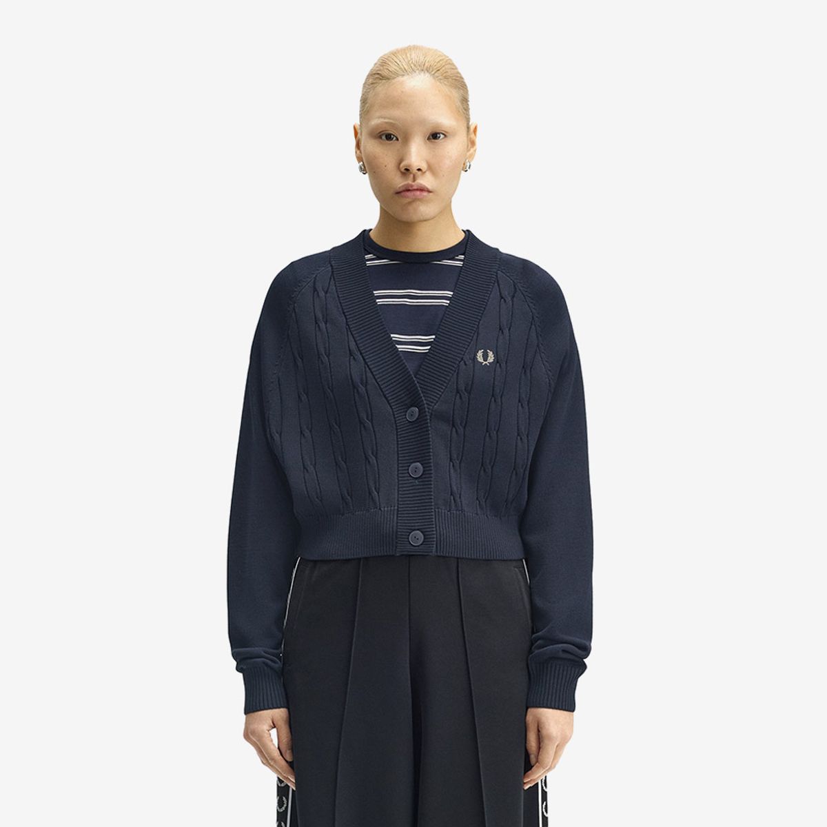 프레드페리(FRED PERRY) [Womens] 케이블 니트 가디건 - 네이비 AFPF2531105-608