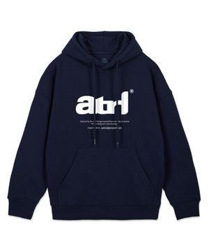 ATRL 베이직 레터링 오버핏 와이드 숄더 후디_네이비
