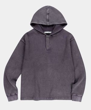 와플 헨리 넥 후드 롱슬리브 [퍼플]