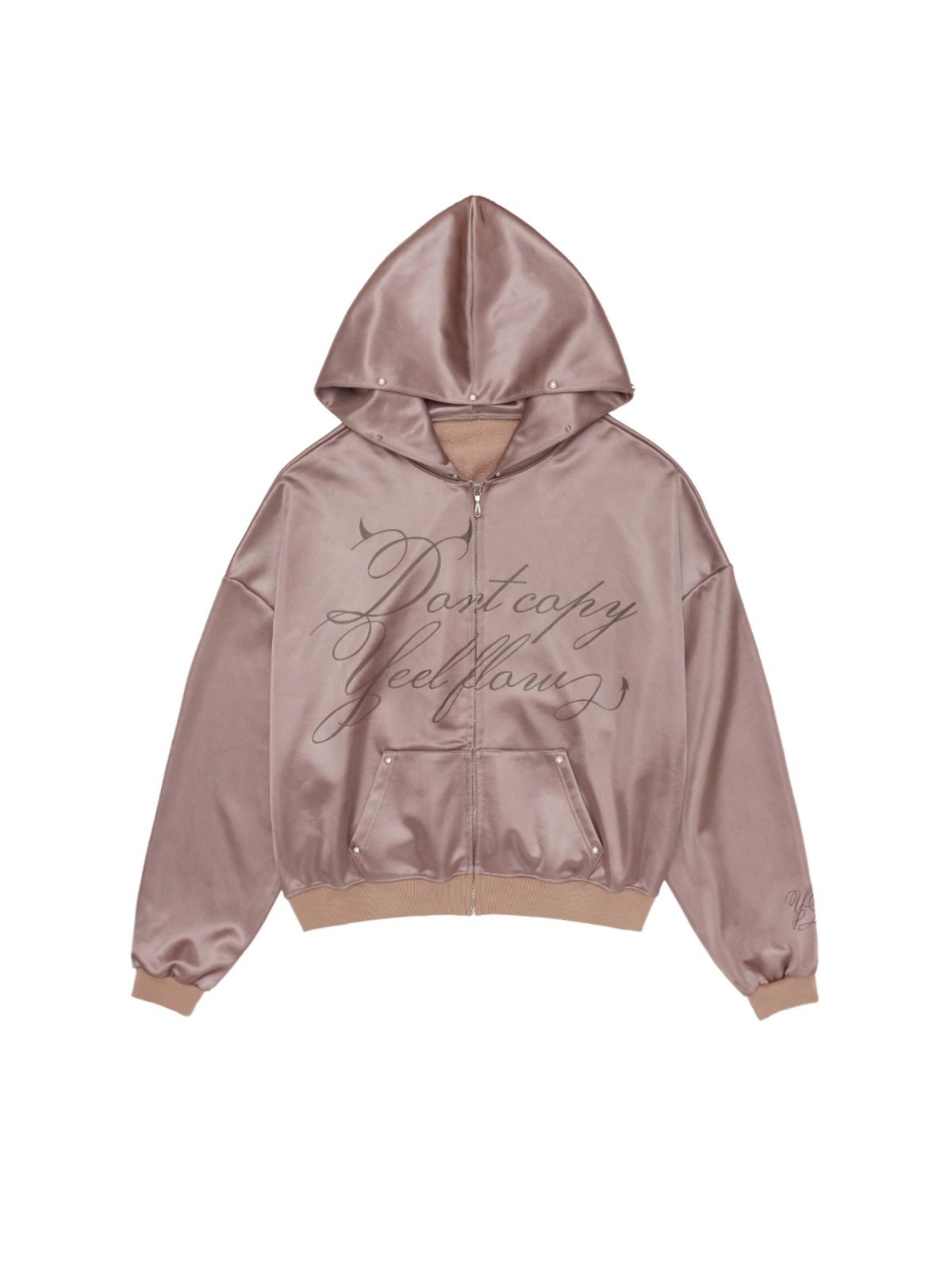 와이이이엘(YEEL) SILKET PEARL ZIP-UP HOODIE DUST PINK