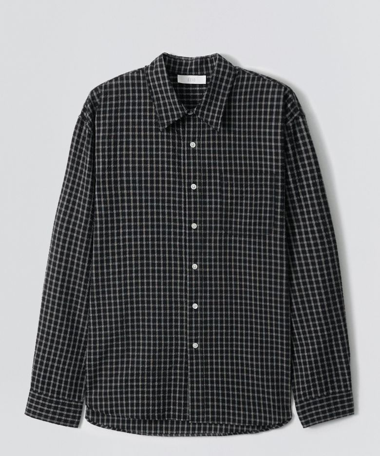 Seersucker Check Shirt_Black