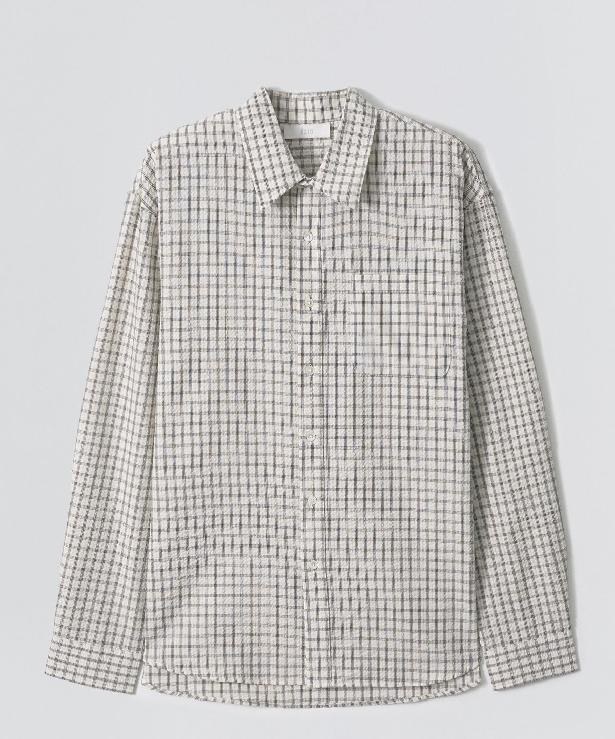이지오(EZIO) Seersucker Check Shirt_White