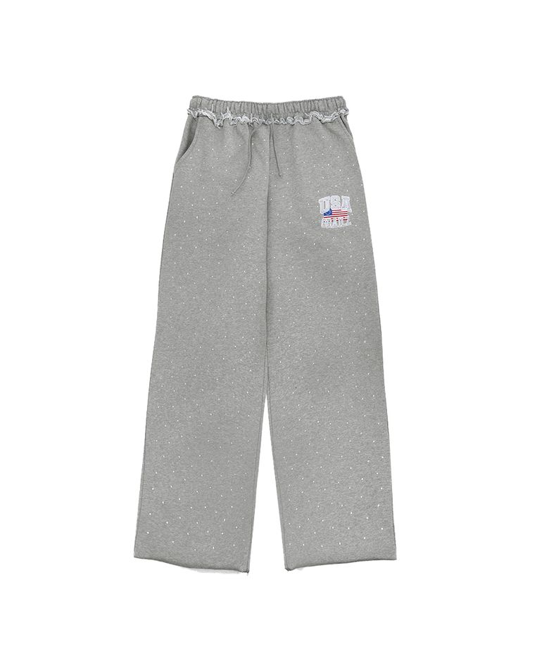 CRYSTAL BAGGY SWEAT PANTS [GRAY]
