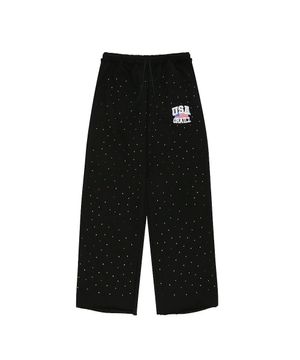 CRYSTAL BAGGY SWEAT PANTS [BLACK]