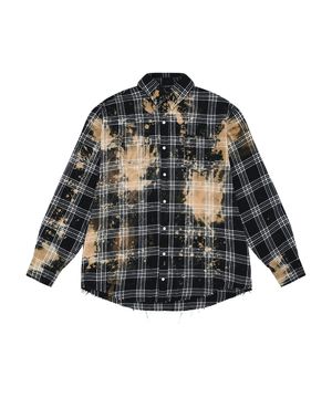 BLEACHED PLAID SHIRTS [BLACK]