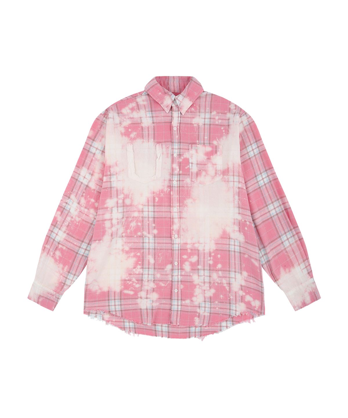 그레일즈(GRAILZ) BLEACHED PLAID SHIRTS [MULTI PINK]